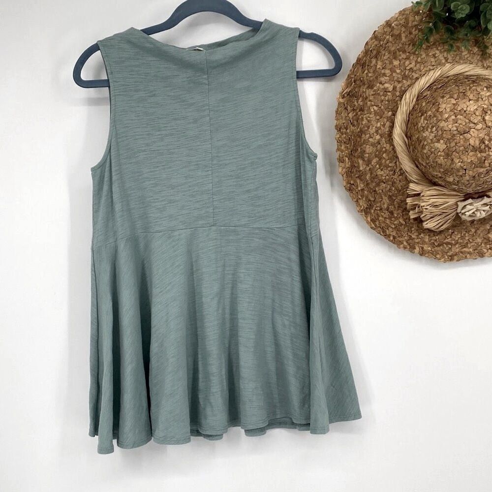 Anthropologie Deletta Women's Mock Neck Sleeveless Swing Tank‎ Green Blue Small
